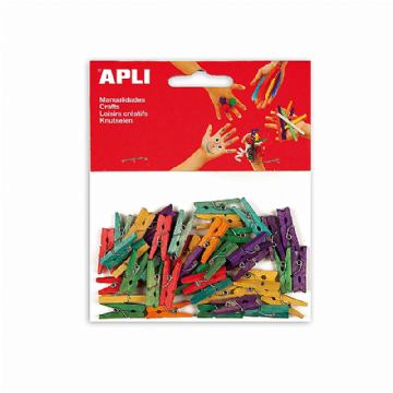 Štipaljke Apli 25x3mm mini drvene u boji 45/1 13479