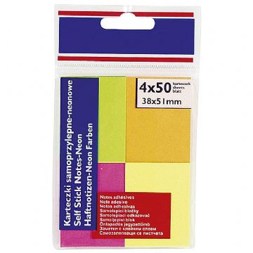 Blok samoljepljiv 38x51mm 4x50L Donau 7578001PL-99 neon blister