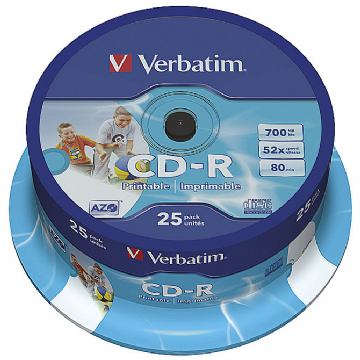 CD-R VERBATIM  PRINTABLE SPINDLE PK25  