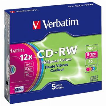 CD-RW Verbatim #43167 700MB 8-12x sc5 Colour