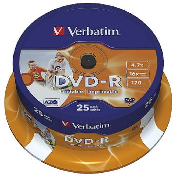 DVD-R VERBATIM PRINTABLE PK25  