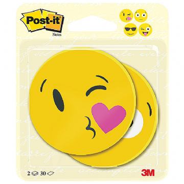 Blok samoljepljiv oblik Emoji 79x79mm 2x30L Post-it 3M.žuti blister